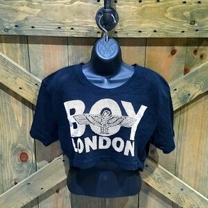 BOY LONDON BLACK NET CROP TOP SIZE MEDIUM MESH
